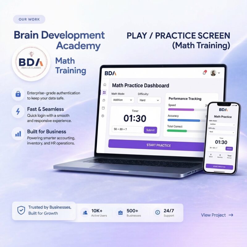 Math practice dashboard